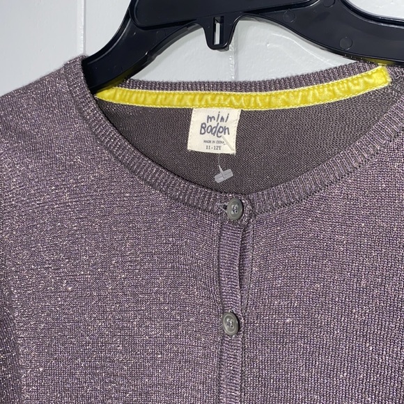 Mini Boden Girl’s Gray Metallic Long Sleeve Cardigan Size 11/12 - Picture 2 of 8